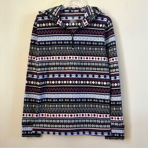 Cuddl Duds Fleece Long-Sleeve Half-Zip Hoodie Multicolor Fairisle Pattern SZ XL